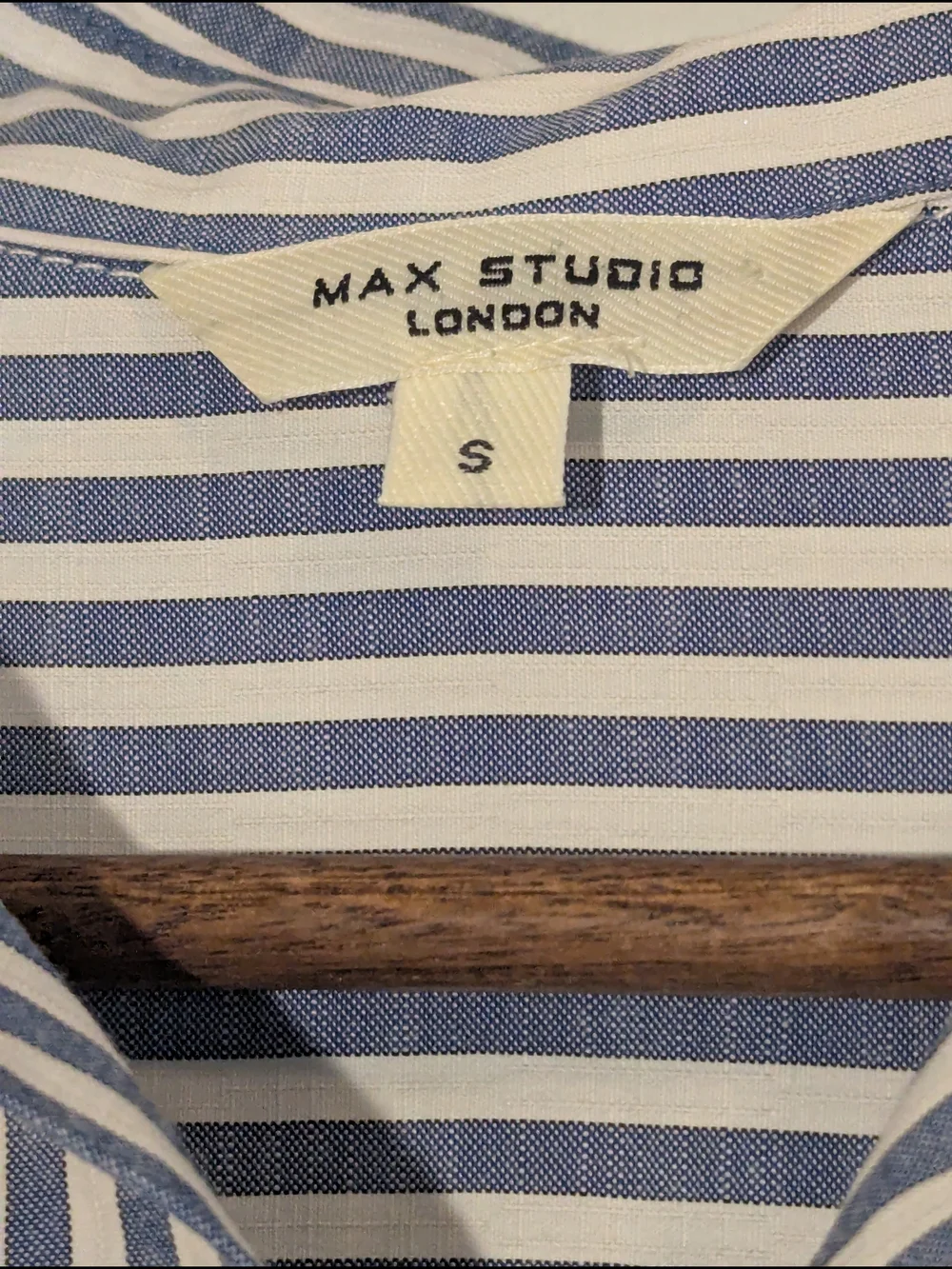 Max Studio Blue and White Striped Button-Front Shirt. Sz S.